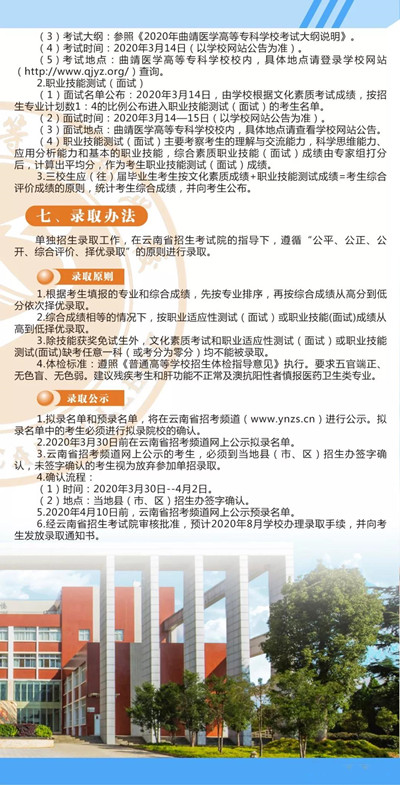 曲靖醫(yī)學(xué)高等?？茖W(xué)校2020年單獨(dú)考試招生簡章