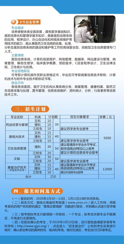 曲靖醫(yī)學(xué)高等?？茖W(xué)校2020年單獨(dú)考試招生簡章