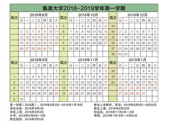 集美大學(xué)誠毅學(xué)院2020年校歷及寒假放假時間安排 什么時候放寒假
