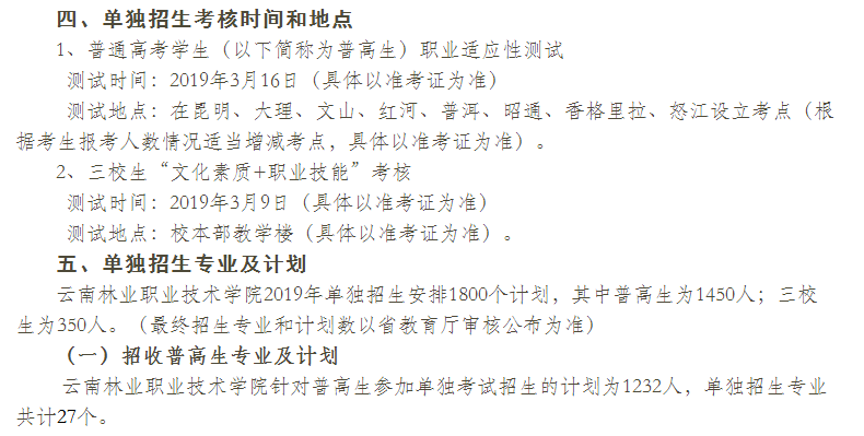  云南林業(yè)職業(yè)技術(shù)學(xué)院2021年單獨(dú)考試招生章程